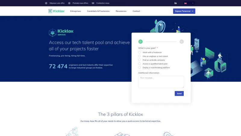 Homepage of Kicklox