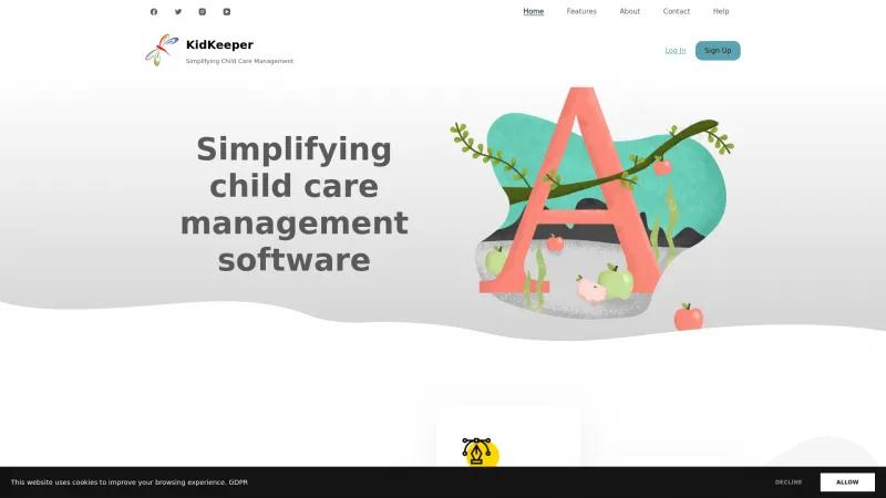 Homepage of KidKeeper