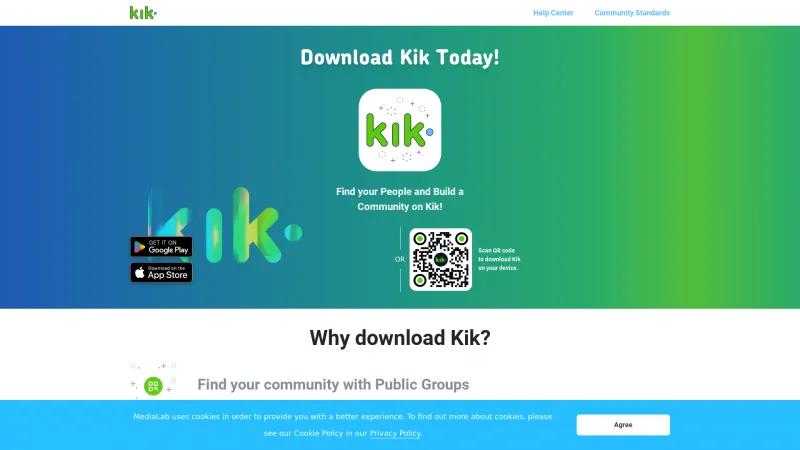 Homepage of Kik