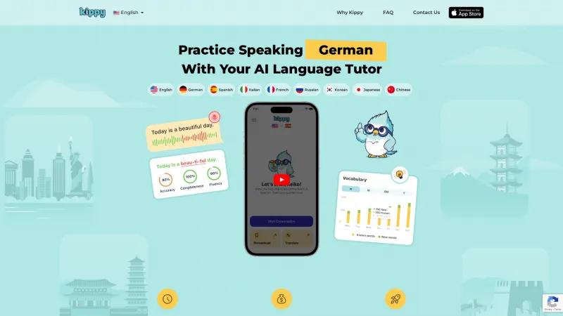 Revolutionize Your Language Learning with Kippy English: Affordable AI Tutor for Real-Life Conversations Homepage of Kippy