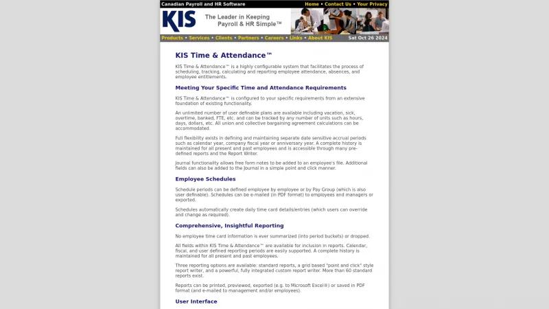 Homepage of KIS Time & Attendance