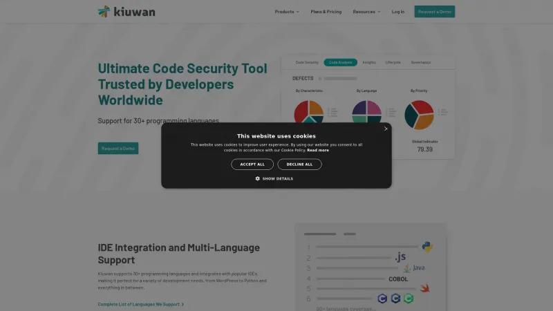 Homepage of Kiuwan Code Security