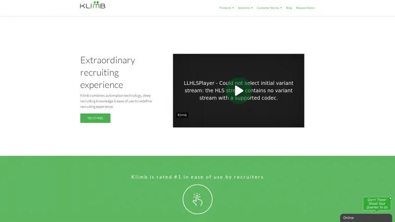 Homepage of Klimb.io