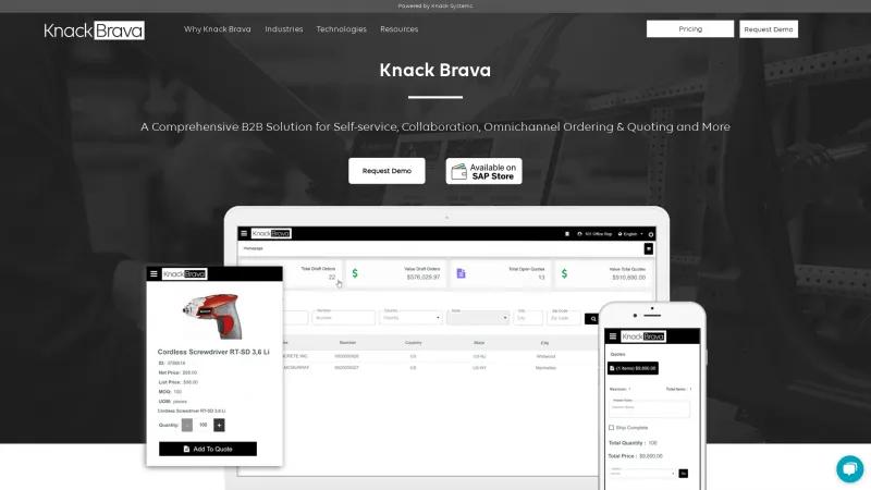 Homepage of Knack Brava