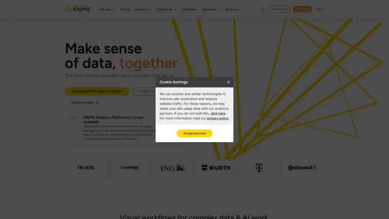 Homepage of KNIME Analytics Platform