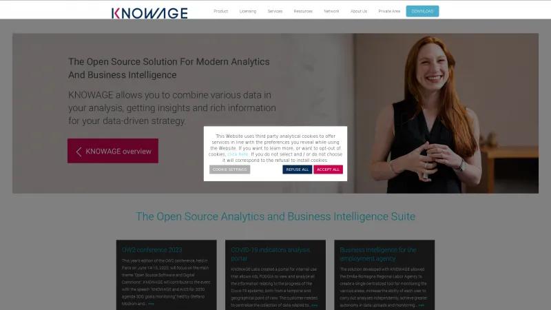 Homepage of Knowage