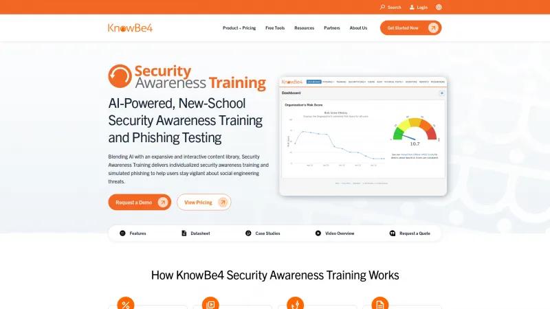 Homepage of KnowBe4