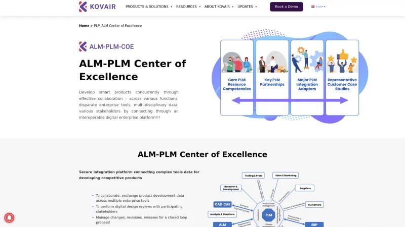 Homepage of Kovair ALM-PLM CoE