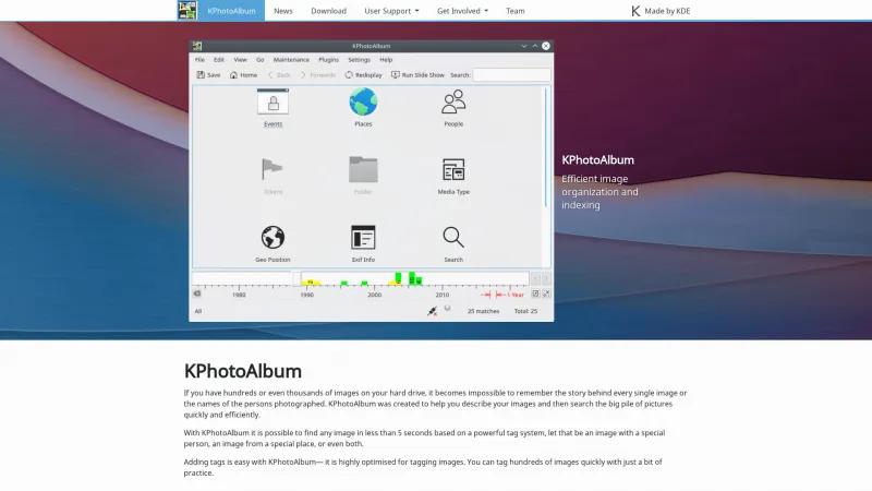 Homepage of KPhotoAlbum