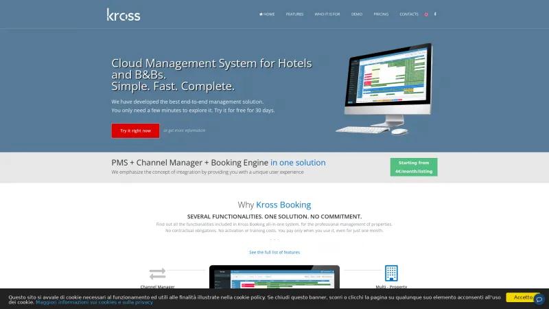 Homepage of Kross Booking Suite