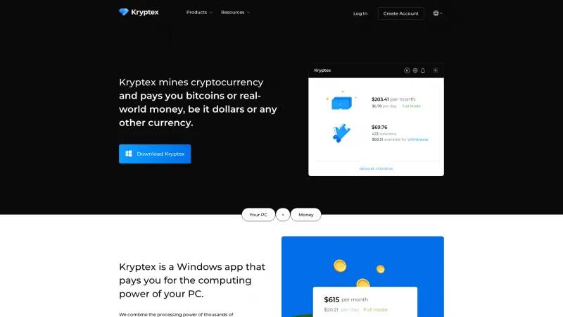 Homepage of Kryptex