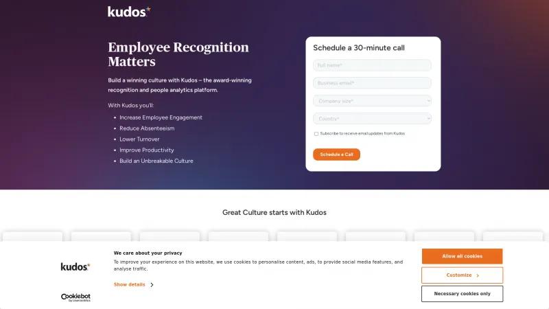 Homepage of Kudos