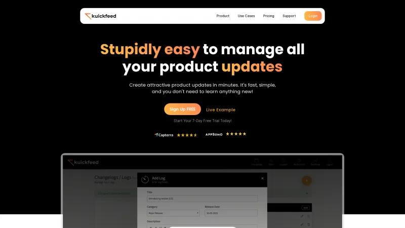 Homepage of KuickFeed