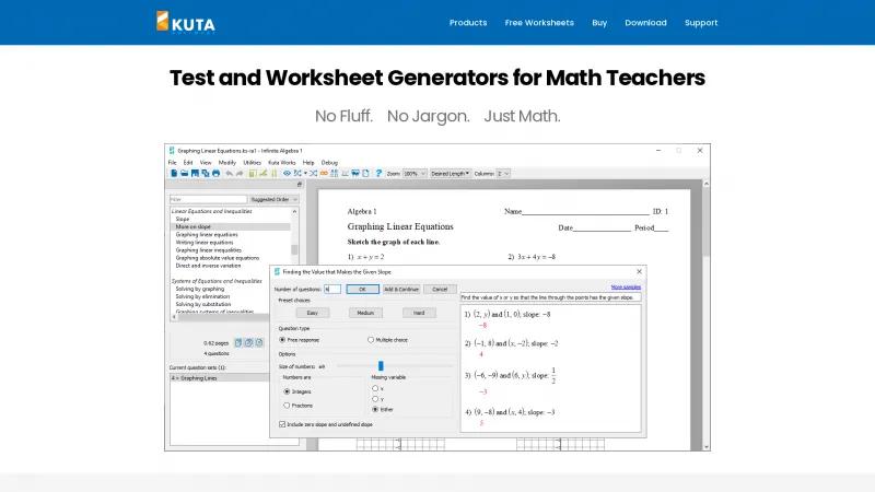 Homepage of Kuta Software