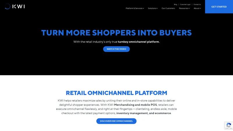 Homepage of KWI Unified Commerce Platform