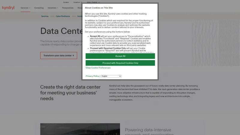 Homepage of Kyndryl Data Center Services