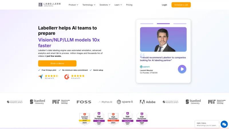 Homepage of Labellerr