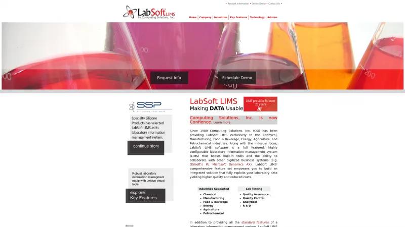 Homepage of LabSoft LIMS