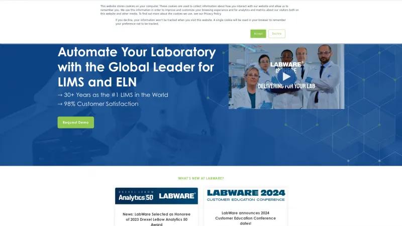 Homepage of LabWare LIMS