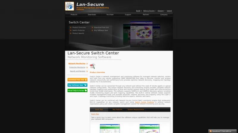 Homepage of Lan-Secure Switch Center