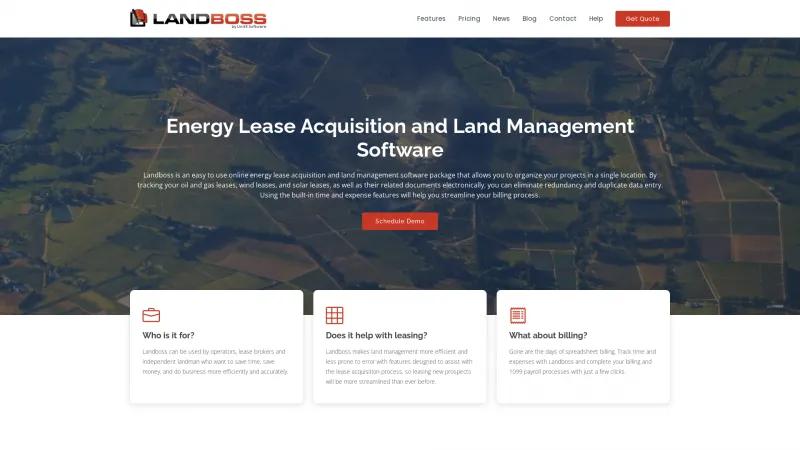 Homepage of Landboss