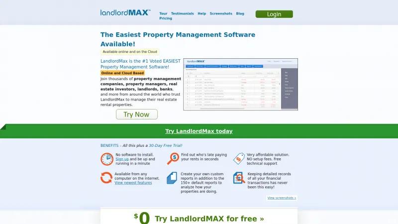 Homepage of LandlordMax