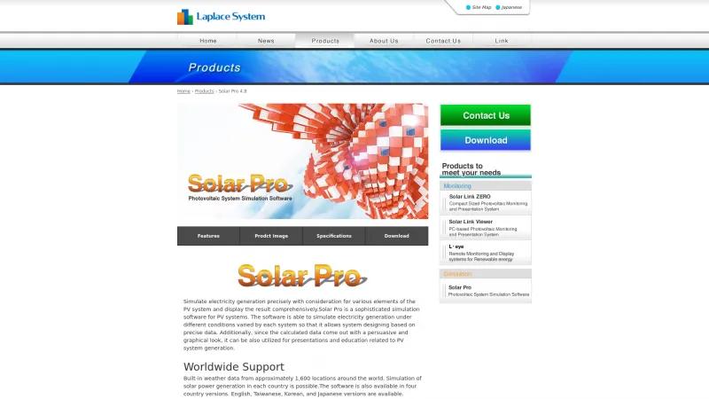 Homepage of Solar Pro