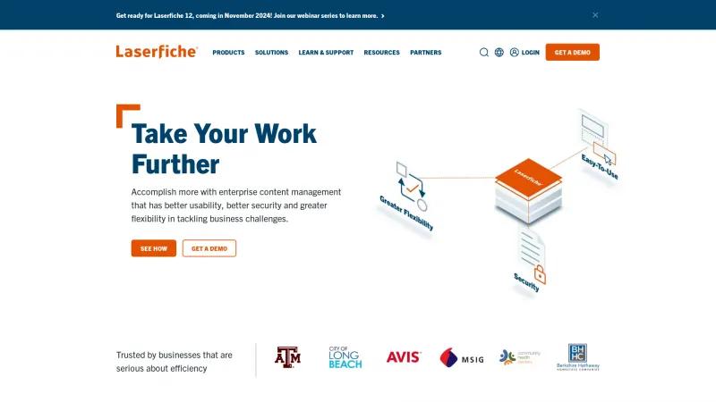 Homepage of Laserfiche