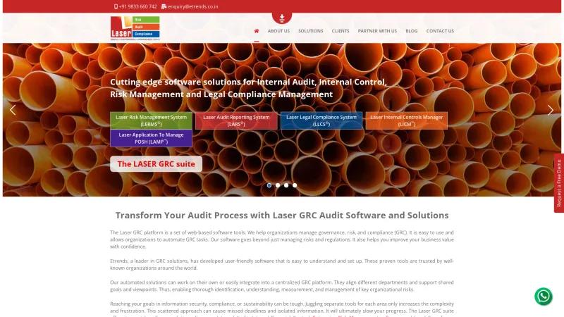 Homepage of Laser Audit Reporting System - LARS