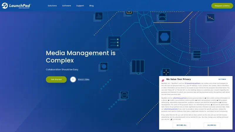 Homepage of LaunchPad Media Management