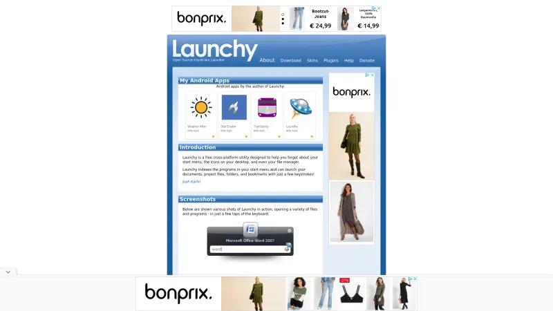 Homepage of Launchy