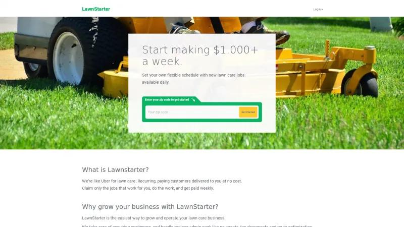 Homepage of LawnStarter