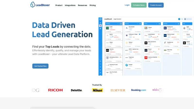 Homepage of LeadBoxer