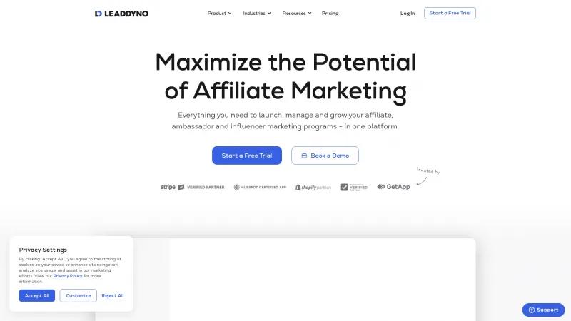 Homepage of LeadDyno