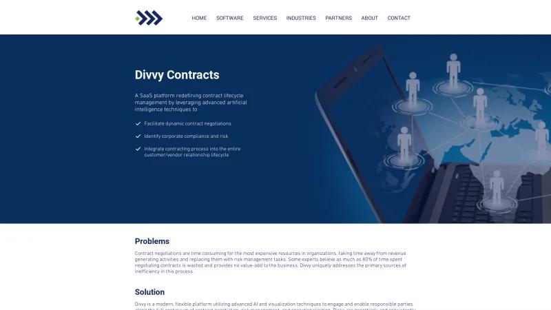 Homepage of Divvy Contracts