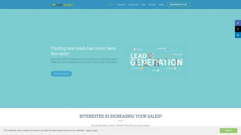 Homepage of Lead Scrape