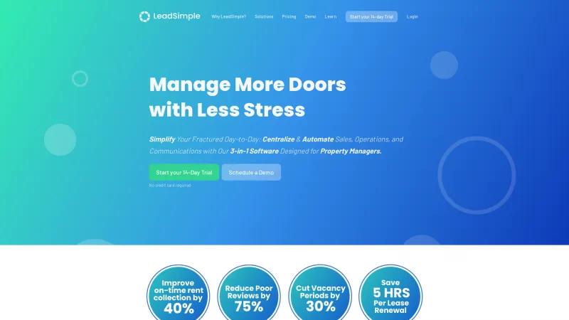 Homepage of LeadSimple