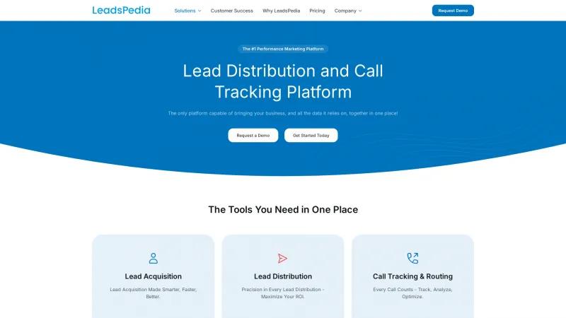 Homepage of LeadsPedia