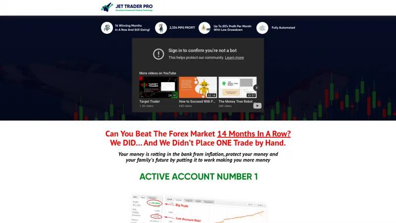 Homepage of Jet Trader Pro