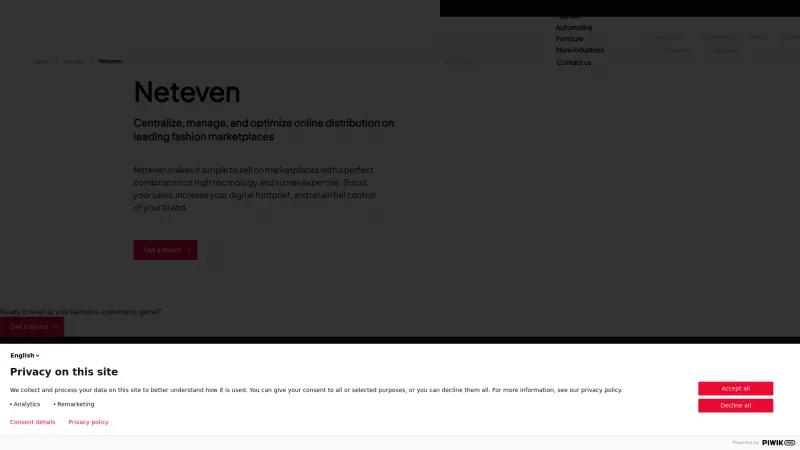 Homepage of Neteven