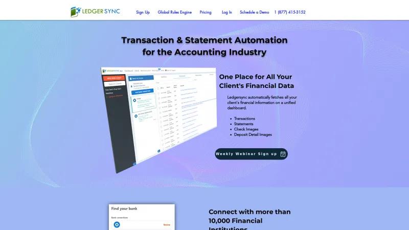 Homepage of Ledgersync