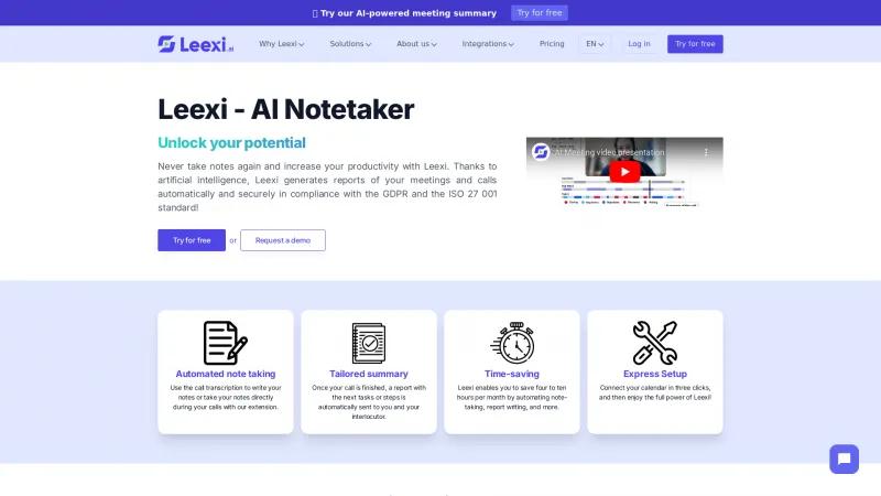 Homepage of Leexi