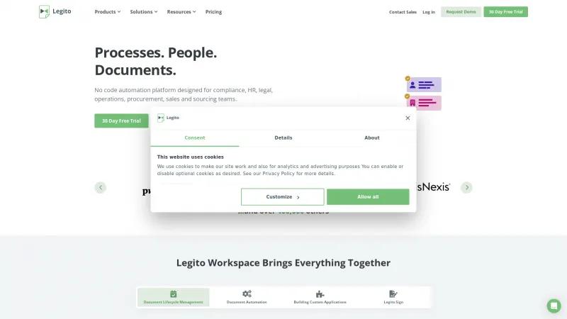 Homepage of Legito