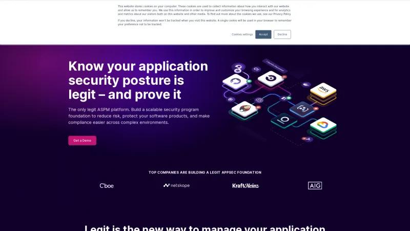 Homepage of Legit Security