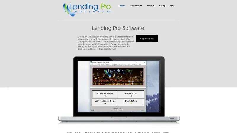 Homepage of Lending Pro Software