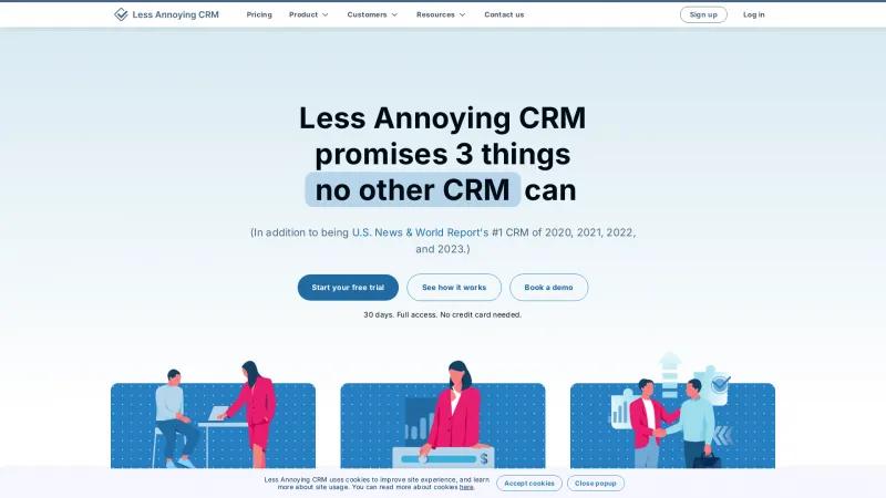 Homepage of Less Annoying CRM