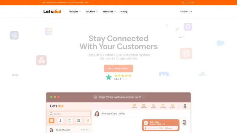 Homepage of LetsDial