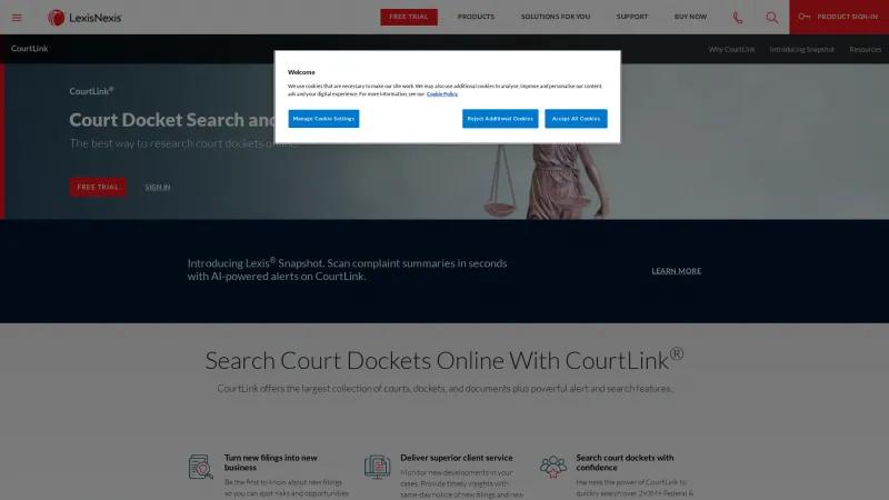 Homepage of CourtLink