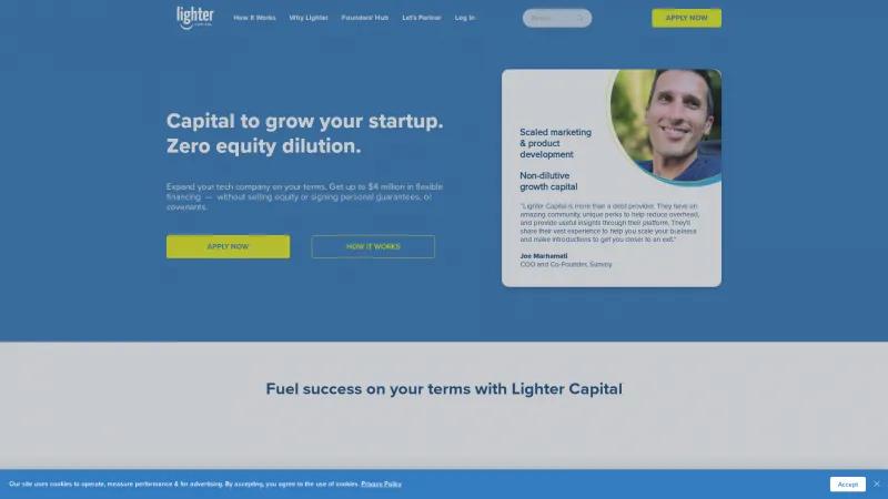 Homepage of Lighter Capital