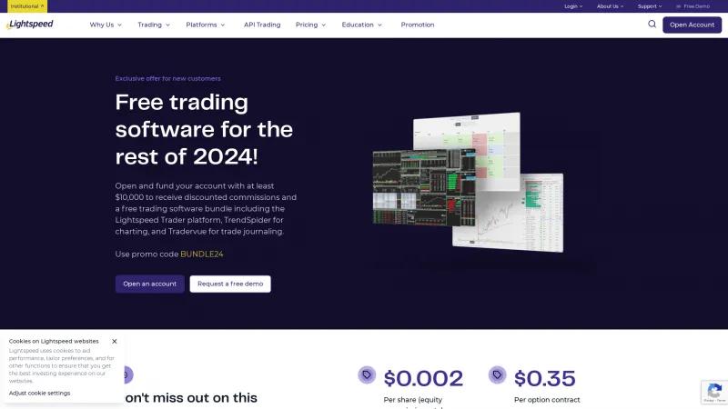 Homepage of Lightspeed Trading